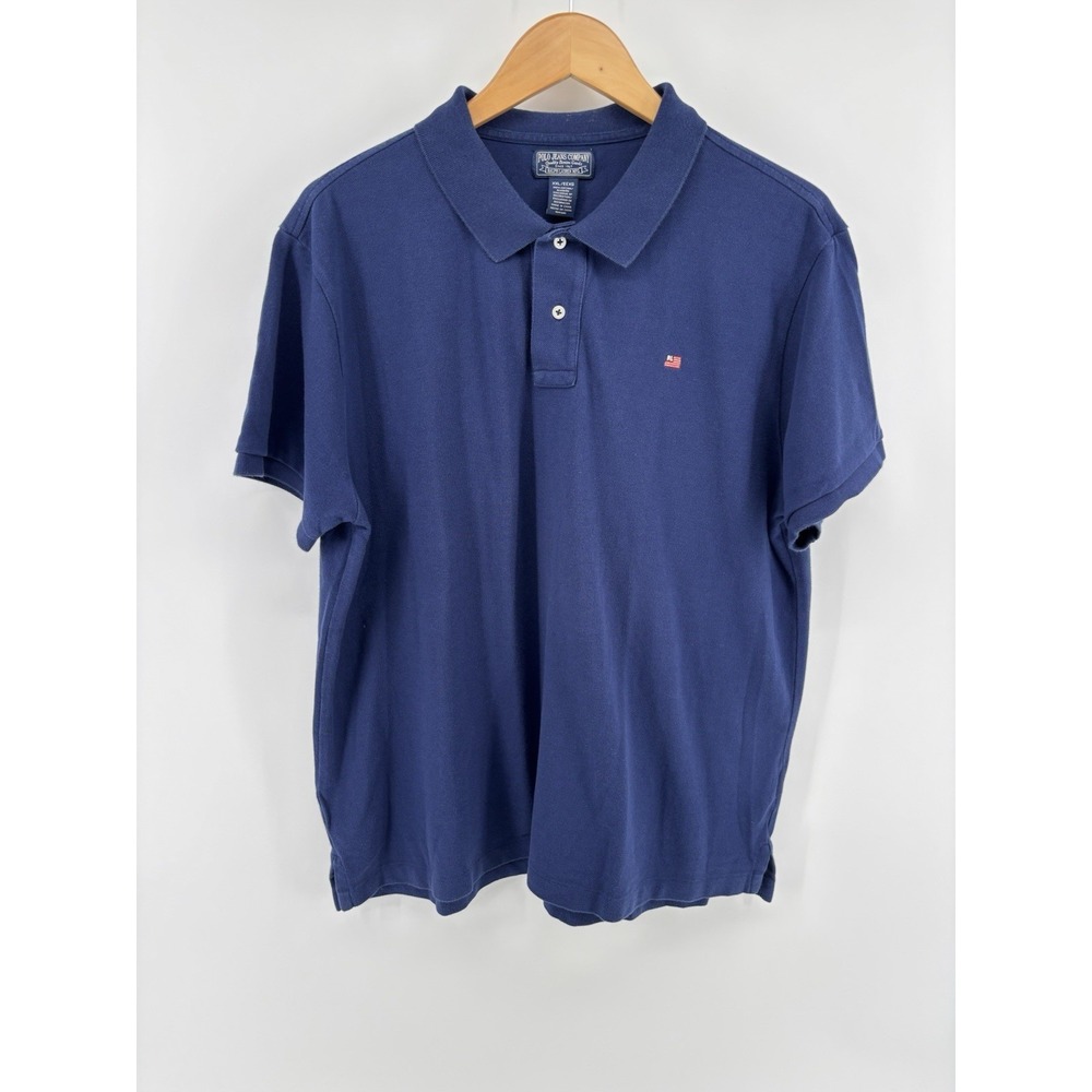 VTG Polo Jeans Company Ralph Lauren Polo Shirt Mens XXL Short Sleeve Flag Logo